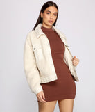 Cozy Sherpa Trucker Jacket helps create the best summer outfit for a look that slays at any event or occasion!