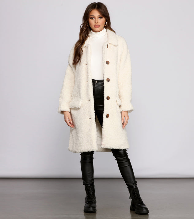 Cozy Cutie Sherpa Button-Down Coat helps create the best summer outfit for a look that slays at any event or occasion!