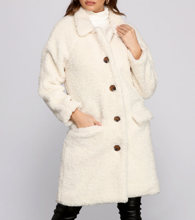 Cozy Cutie Sherpa Button-Down Coat helps create the best summer outfit for a look that slays at any event or occasion!