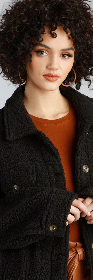 Cozy Moment Sherpa Knit Shacket helps create the best summer outfit for a look that slays at any event or occasion!