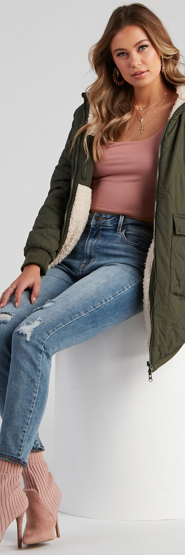 Serious Chills Quilted Puffer Wubby Jacket helps create the best summer outfit for a look that slays at any event or occasion!