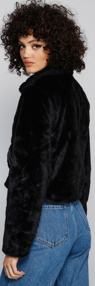 Rebel Chic Faux Fur Moto Jacket helps create the best summer outfit for a look that slays at any event or occasion!