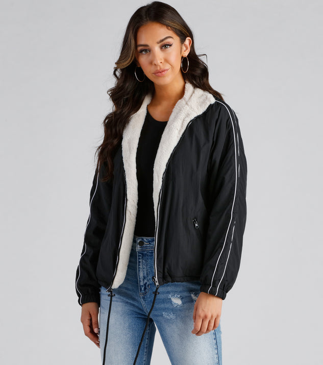 Trendy Nylon Faux Fur Reversible Jacket helps create the best summer outfit for a look that slays at any event or occasion!