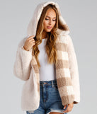 Cuddle Weather Plaid Sherpa Reversible Jacket helps create the best summer outfit for a look that slays at any event or occasion!