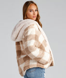 Cuddle Weather Plaid Sherpa Reversible Jacket helps create the best summer outfit for a look that slays at any event or occasion!