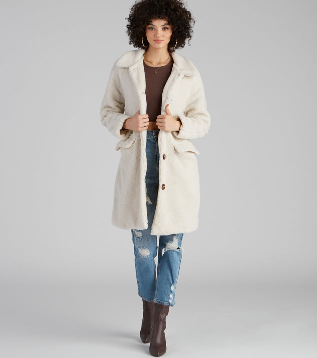 Cozy Season Long Sherpa Coat helps create the best summer outfit for a look that slays at any event or occasion!