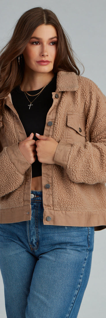 Cuddle Up Sherpa Knit Jacket helps create the best summer outfit for a look that slays at any event or occasion!