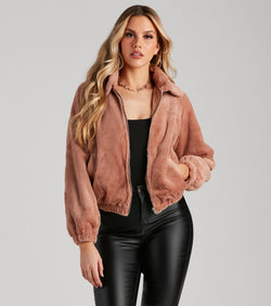 Cuddle Up Faux Fur Bomber Jacket helps create the best summer outfit for a look that slays at any event or occasion!