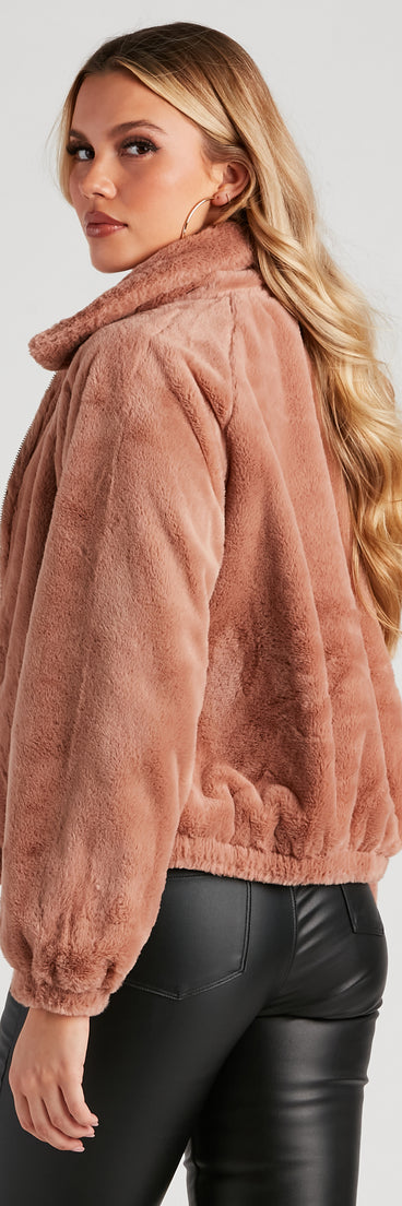 Cuddle Up Faux Fur Bomber Jacket helps create the best summer outfit for a look that slays at any event or occasion!
