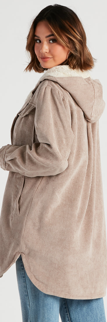 Chill Tale Corduroy Faux Sherpa Shacket helps create the best summer outfit for a look that slays at any event or occasion!
