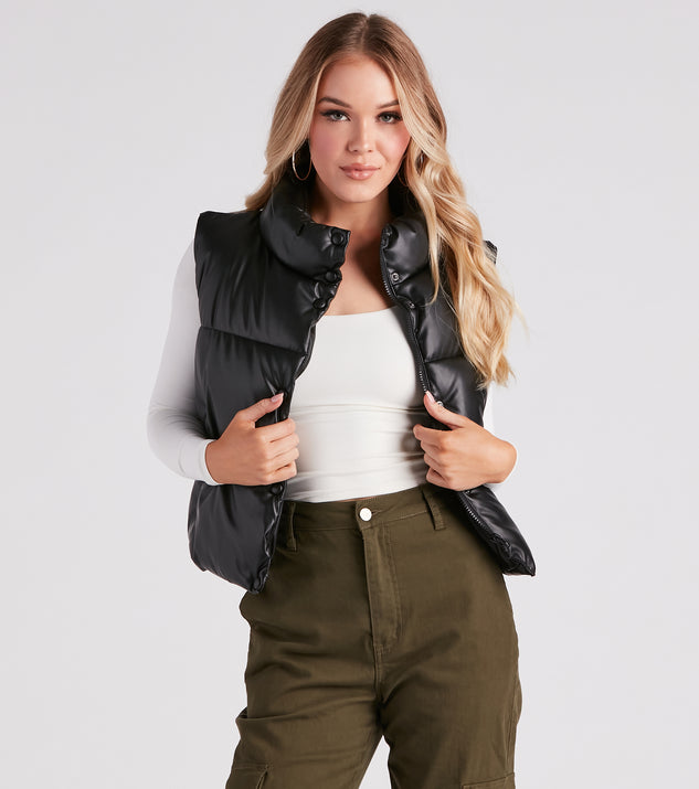 Style So Sleek Faux Leather Puffer Vest | Windsor