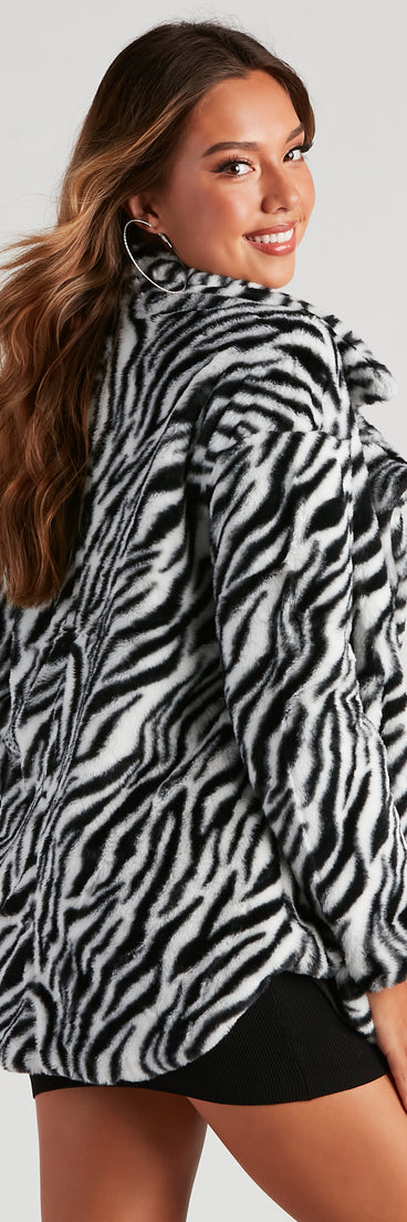 She's A Trendsetter Zebra Faux Fur Coat helps create the best summer outfit for a look that slays at any event or occasion!