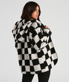 Cute In Checkered Faux Sherpa Jacket helps create the best summer outfit for a look that slays at any event or occasion!