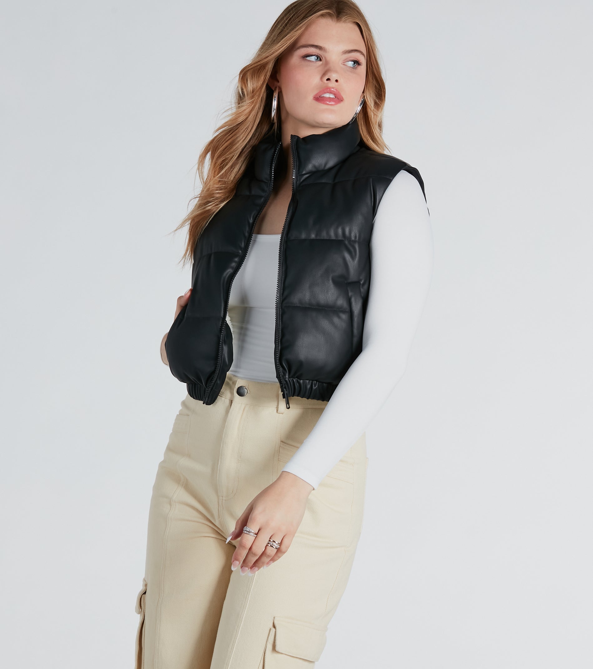 Winter Dreams Faux Leather Sherpa Puffer Vest | Windsor