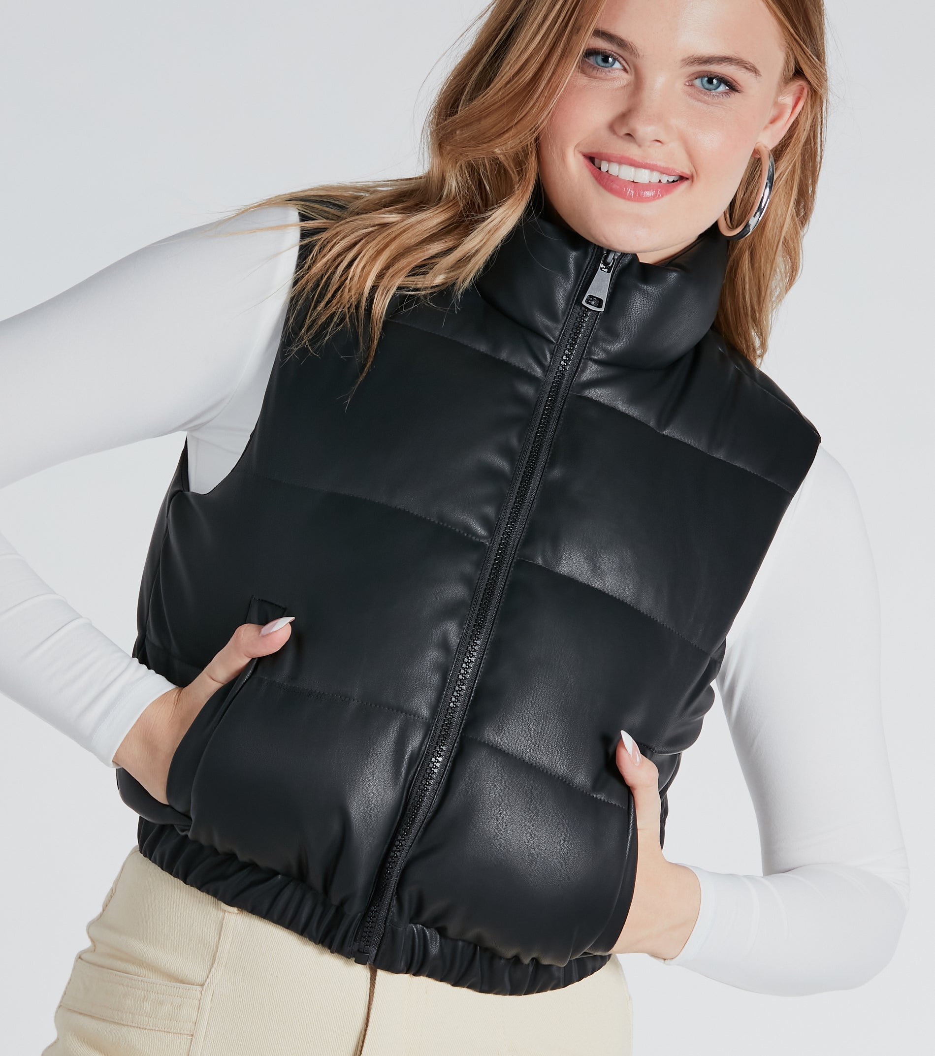 Winter Dreams Faux Leather Sherpa Puffer Vest | Windsor