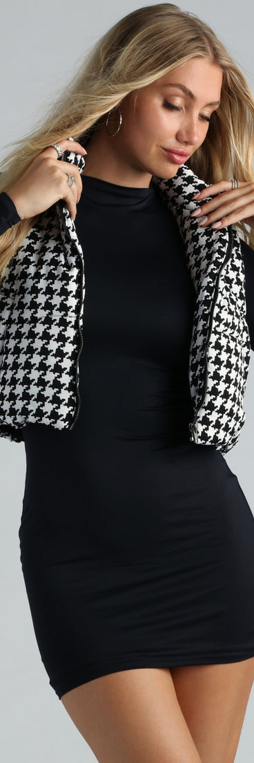 New Trends Houndstooth Puffer Vest