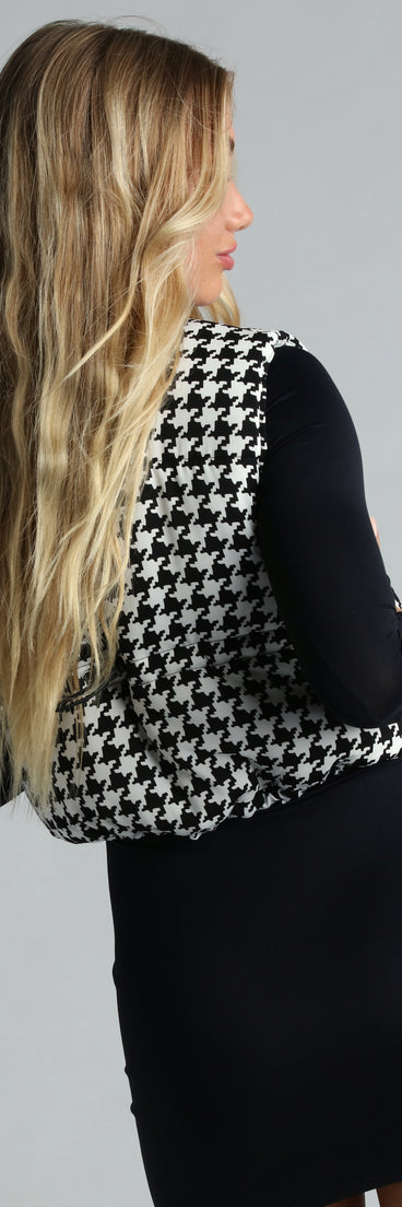 New Trends Houndstooth Puffer Vest