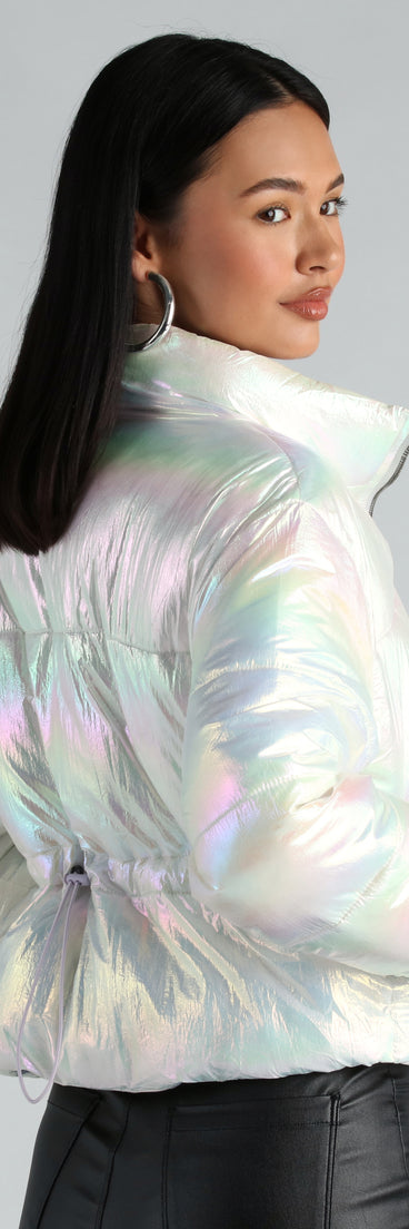 Chromatic Babe Cropped Puffer Jacket