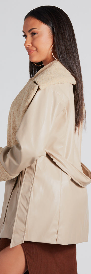 Can't Wait Faux Sherpa Leather Trench Coat