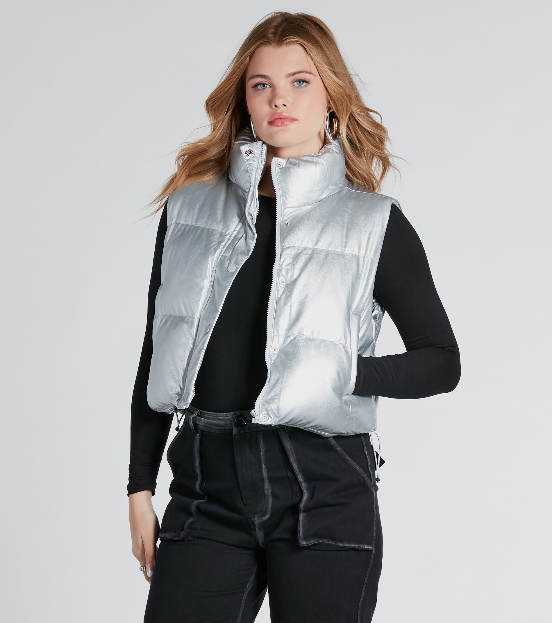On Your Radar Metallic Puffer Vest | Windsor