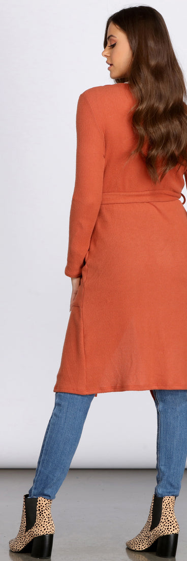 Brushed Knit Belted Cardigan for 2023 festival outfits, festival dress, outfits for raves, concert outfits, and/or club outfits