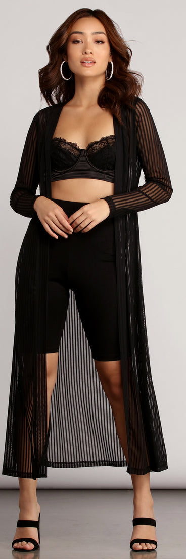 Illusion Striped Mesh Duster helps create the best summer outfit for a look that slays at any event or occasion!