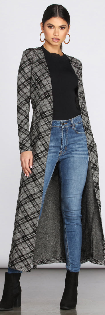 Belted Plaid Knit Duster helps create the best summer outfit for a look that slays at any event or occasion!