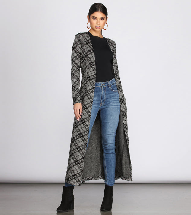 Belted Plaid Knit Duster helps create the best summer outfit for a look that slays at any event or occasion!