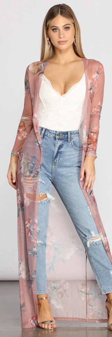 Fave Floral Mesh Duster helps create the best summer outfit for a look that slays at any event or occasion!