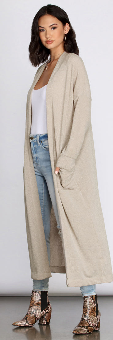 Cozy Textured Knit Duster for 2022 festival outfits, festival dress, outfits for raves, concert outfits, and/or club outfits