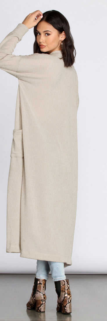 Cozy Textured Knit Duster for 2022 festival outfits, festival dress, outfits for raves, concert outfits, and/or club outfits