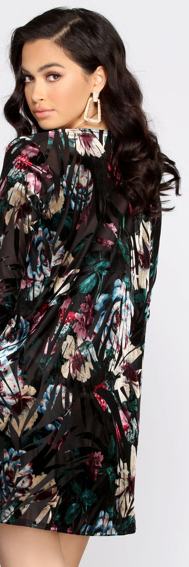 Floral Fever Mesh Burnout Velvet Duster for 2023 festival outfits, festival dress, outfits for raves, concert outfits, and/or club outfits