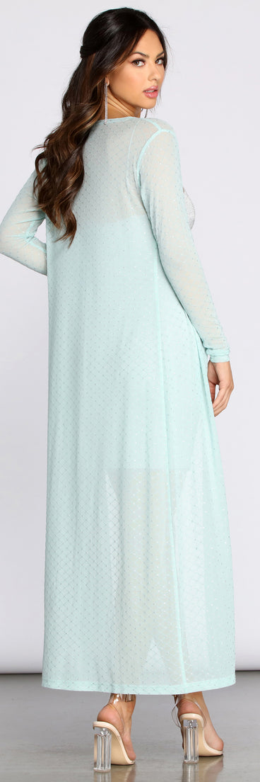 Sparkle In Rhine Mesh Duster for 2023 festival outfits, festival dress, outfits for raves, concert outfits, and/or club outfits