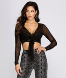 You'll Mesh Me Tie Front Top is a trendy pick to create 2023 festival outfits, festival dresses, outfits for concerts or raves, and complete your best party outfits!