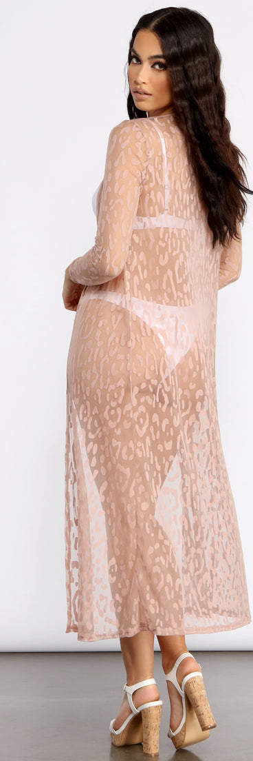 Picture Purrfect Leopard Print Mesh Duster for 2023 festival outfits, festival dress, outfits for raves, concert outfits, and/or club outfits