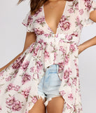 With fun and flirty details, Flutter Sleeve Floral High Low Top shows off your unique style for a trendy outfit for the summer season!