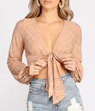 With fun and flirty details, Sweeten The Deal Eyelet Tie Front Top shows off your unique style for a trendy outfit for the summer season!