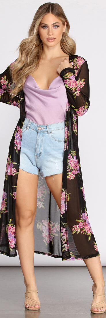 Blossum Babe Mesh Duster helps create the best summer outfit for a look that slays at any event or occasion!