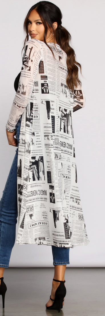 Read All About It Mesh Duster helps create the best summer outfit for a look that slays at any event or occasion!