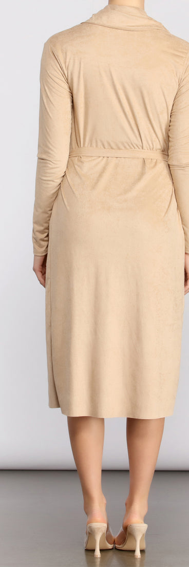 Faux Suede Sophistication Trench Coat helps create the best summer outfit for a look that slays at any event or occasion!