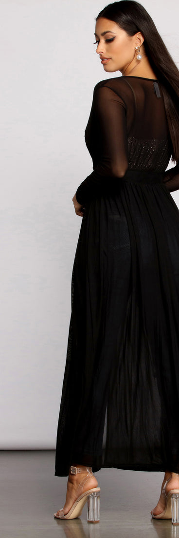 Pleated Long Sleeve Mesh Duster for 2023 festival outfits, festival dress, outfits for raves, concert outfits, and/or club outfits