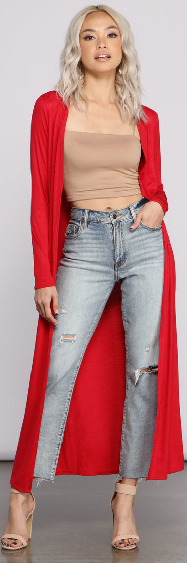 For The Love of Knit Ribbed Duster helps create the best summer outfit for a look that slays at any event or occasion!