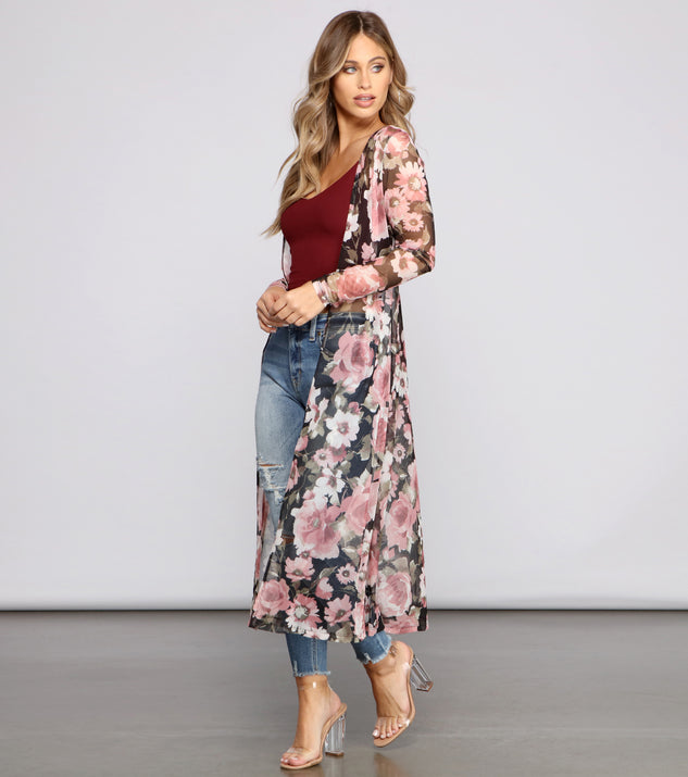 Flirty Floral Mesh Duster helps create the best summer outfit for a look that slays at any event or occasion!