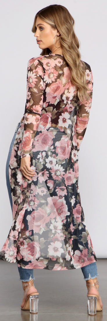 Flirty Floral Mesh Duster helps create the best summer outfit for a look that slays at any event or occasion!