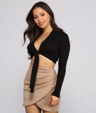 Essential Ribbed Knit Tie-Front Top is a trendy pick to create 2023 festival outfits, festival dresses, outfits for concerts or raves, and complete your best party outfits!