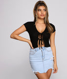 So Cheeky Ribbed Knit Tie Front Top helps create the best summer outfit for a look that slays at any event or occasion!