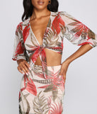 With fun and flirty details, Tropic Dreams Tie Front Top shows off your unique style for a trendy outfit for the summer season!