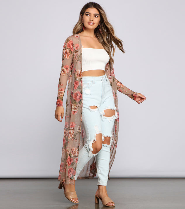 Sweet Floral Mesh Duster helps create the best summer outfit for a look that slays at any event or occasion!