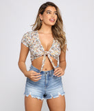 With fun and flirty details, Cinched And Chic Floral Tie Front Top shows off your unique style for a trendy outfit for the summer season!