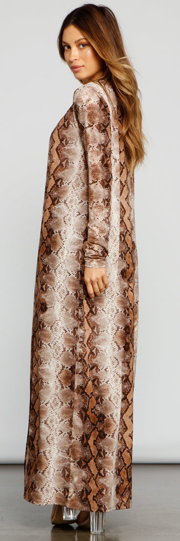 Stylish And Sassy Snake Knit Duster is a trendy pick to create 2023 festival outfits, festival dresses, outfits for concerts or raves, and complete your best party outfits!